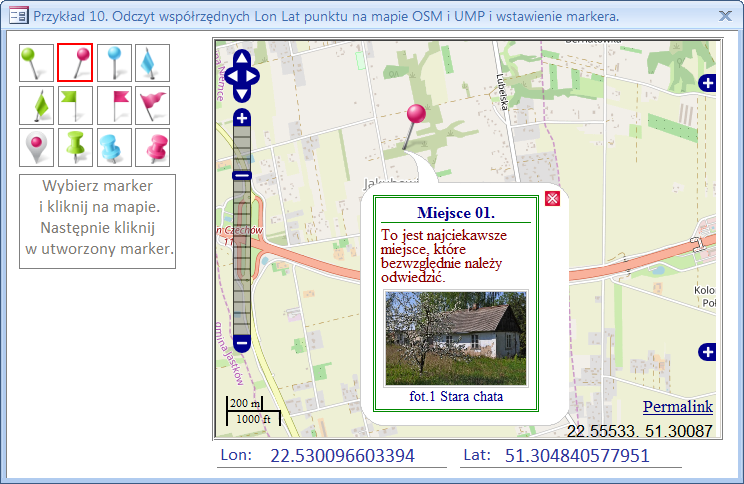 Znacznik w miejscu kliknięcia